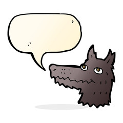 cartoon wolf head with speech bubble