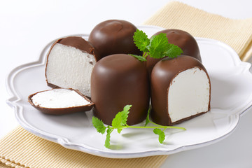 Chocolate-coated marshmallow treats