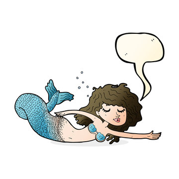 cartoon mermaid with speech bubble