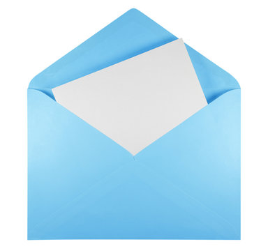 Blank open envelope - light blue