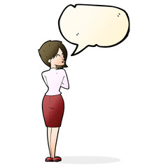 cartoon businesswoman ignoring with speech bubble