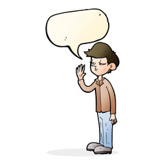 cartoon arrogant boy with speech bubble
