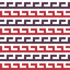 Greek Motif Seamless Pattern Red, Blue, White