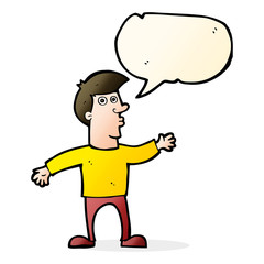 cartoon worried man with speech bubble