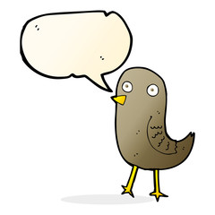 funny cartoon bird with speech bubble