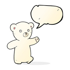 cartoon polar bear cub with speech bubble