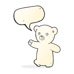 cartoon polar bear cub with speech bubble