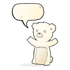 cartoon polar bear cub with speech bubble