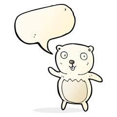 cartoon polar bear cub with speech bubble