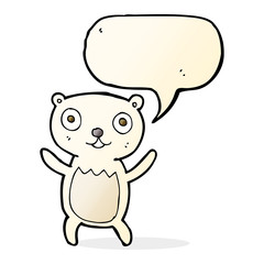 cartoon polar bear cub with speech bubble