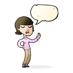 cartoon woman ignoring with speech bubble