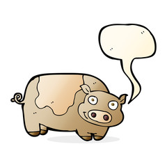 cartoon pig with speech bubble