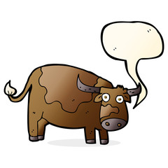 cartoon cow with speech bubble