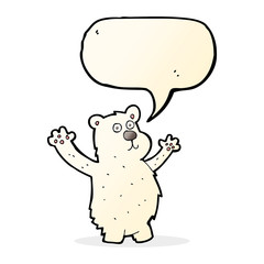 cartoon funny polar bear with speech bubble