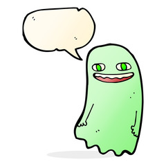 funny cartoon ghost with speech bubble