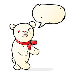 cute cartoon polar teddy bear with speech bubble