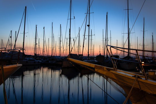 Sailing. Evening view of yachts at the Port 2