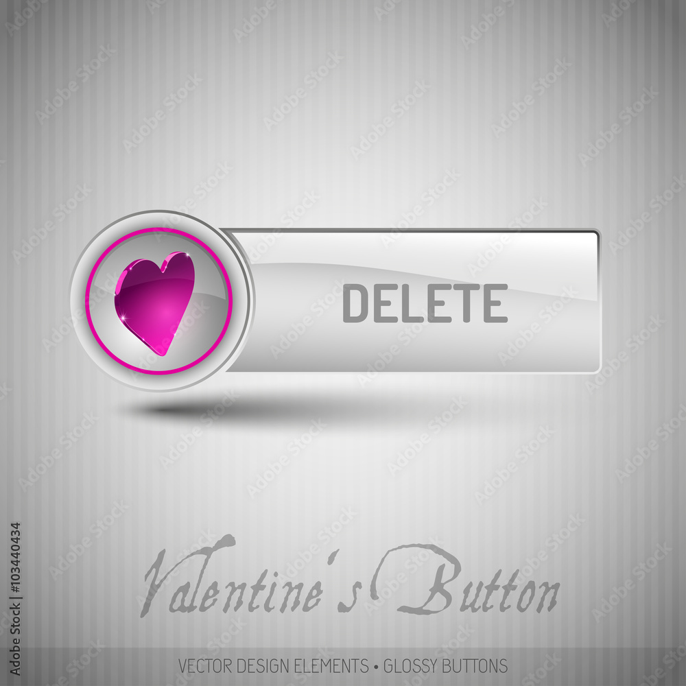 Poster vector button with pink heart. modern design elements with valen