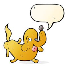 cartoon dog sticking out tongue with speech bubble