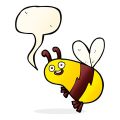 funny cartoon bee with speech bubble
