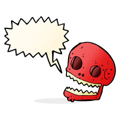 cartoon spooky skull with speech bubble
