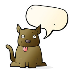 cartoon dog sticking out tongue with speech bubble