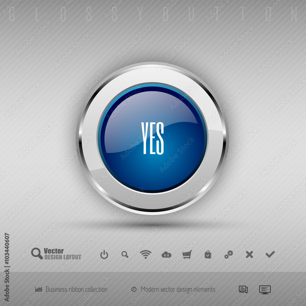 Aufkleber vector design elements blue and gray glossy button with set of i