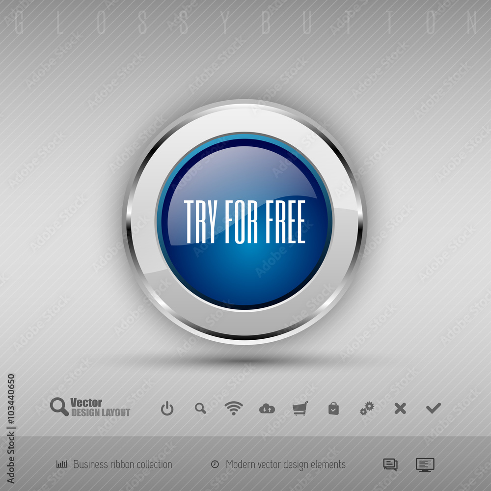 Poster vector design elements blue and gray glossy button with set of i