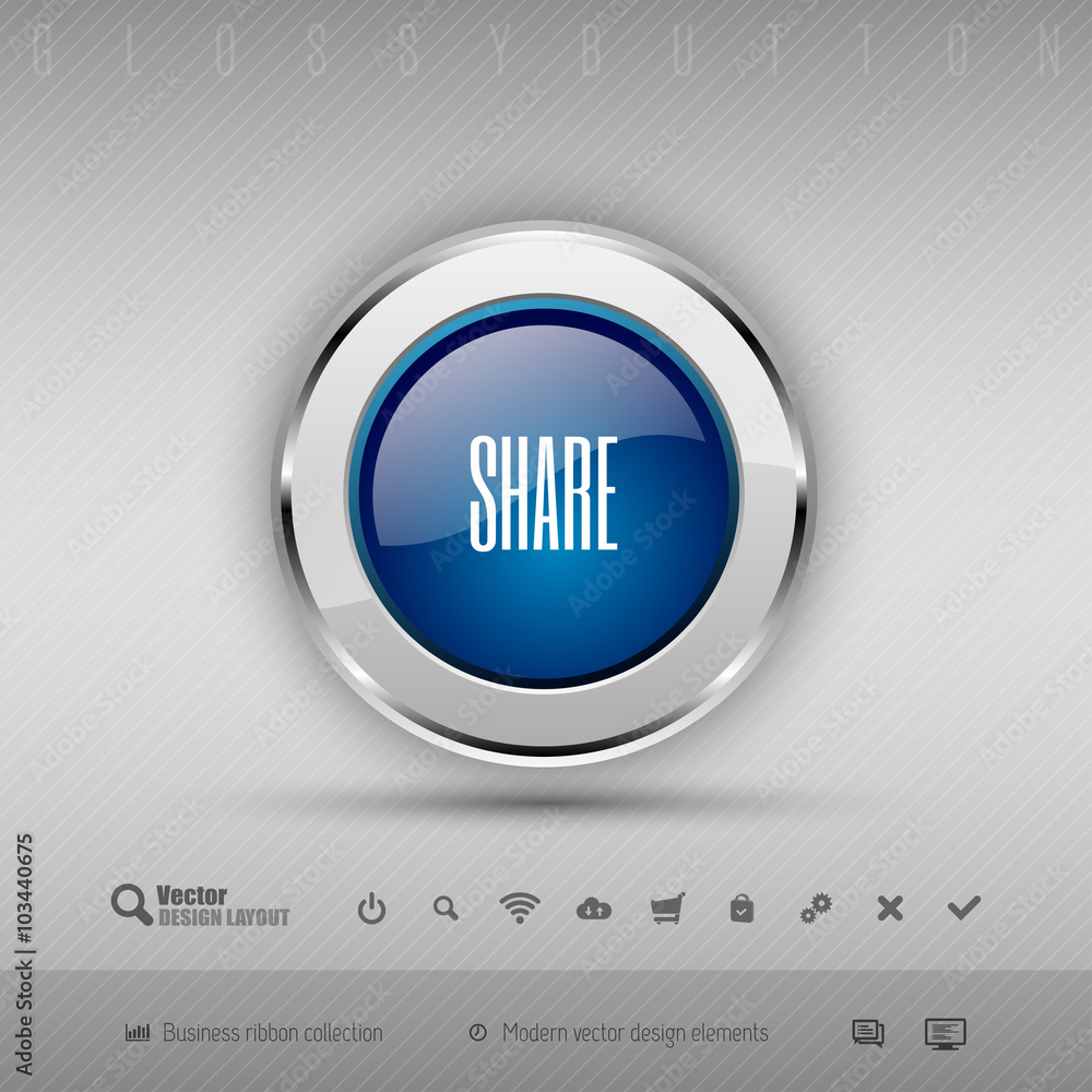 Poster vector design elements blue and gray glossy button with set of i