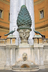 VATICAN, ROME, ITALY - DECEMBER 20, 2012: Bronze Pigna at Courtyard of the Pinecone at Vatican Museums