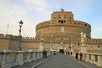 ROME, ITALY - DECEMBER 20, 2012:Bridge of Castel Sant'Angelo in Rome, Italy