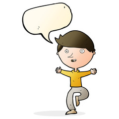 cartoon excited man with speech bubble