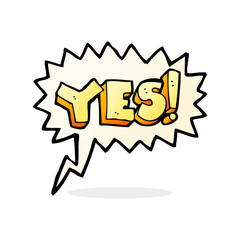 cartoon yes symbol with speech bubble