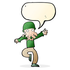 Fototapeta premium cartoon alien monster man with speech bubble