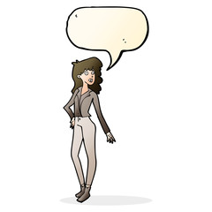 cartoon pretty woman  with speech bubble