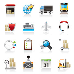 Logistic, cargo and transportation icons - vector icon set