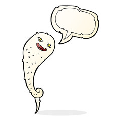 cartoon spooky ghost with speech bubble