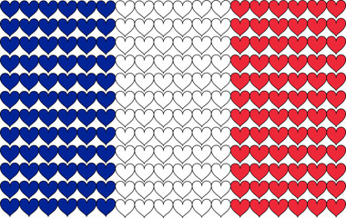 The French flag in hearts