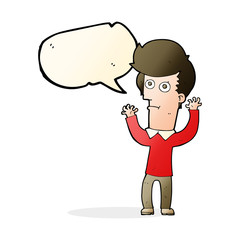 cartoon shocked man with speech bubble