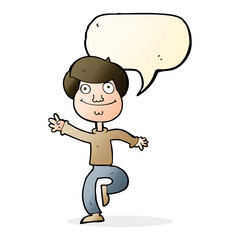 cartoon dancing man with speech bubble