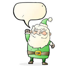 cartoon santa claus with speech bubble