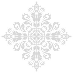 Oriental light silver pattern with arabesques and floral elements. Traditional classic ornament
