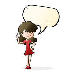 cartoon girl making point with speech bubble