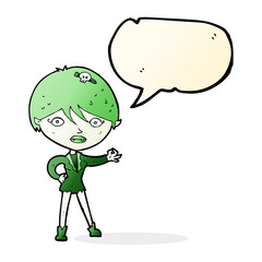 cartoon vampire girl with speech bubble