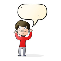 cartoon happy boy with speech bubble