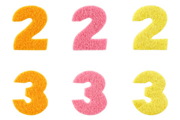 Numbers made of felt