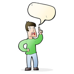 cartoon man with complaint with speech bubble