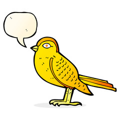 cartoon garden bird with speech bubble