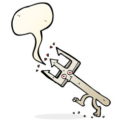 cartoon devil fork with speech bubble