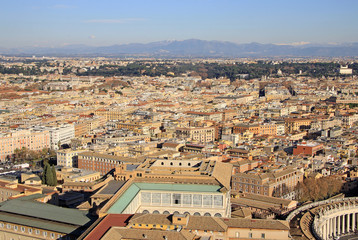 Fototapeta premium ROME, ITALY - DECEMBER 20, 2012: Aerial View of Rome from St. Peter's Basilica, Rome, Italy